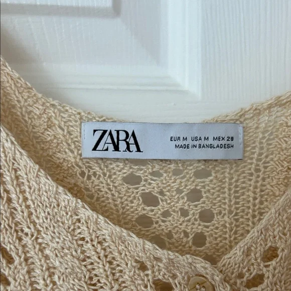 Zara Cream Knit Crochet Crop Top - Picture 2 of 2